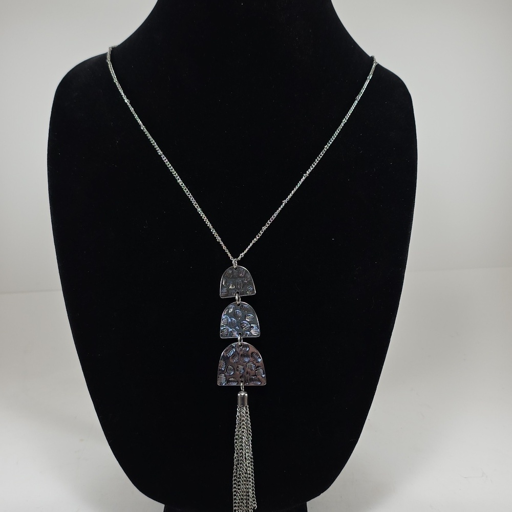 Silver Pendant Necklace with Tassel